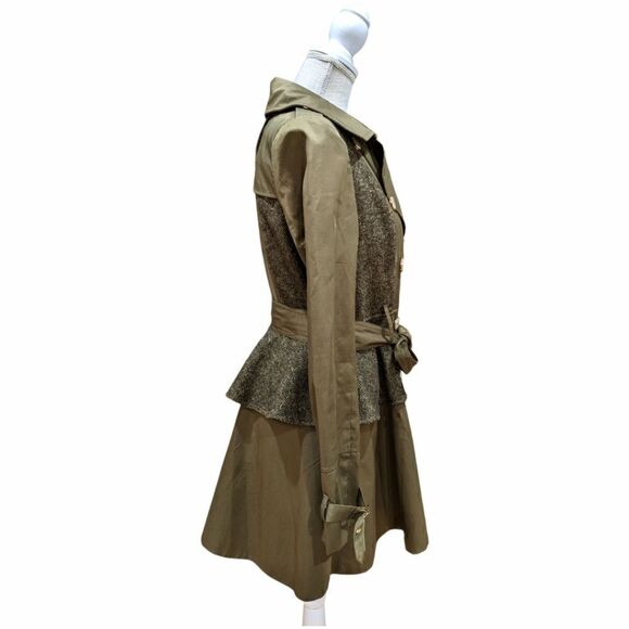 Steve Madden Women's Olive Green Double Breasted Peplum Trench Coat Size S - Picture 4 of 11
